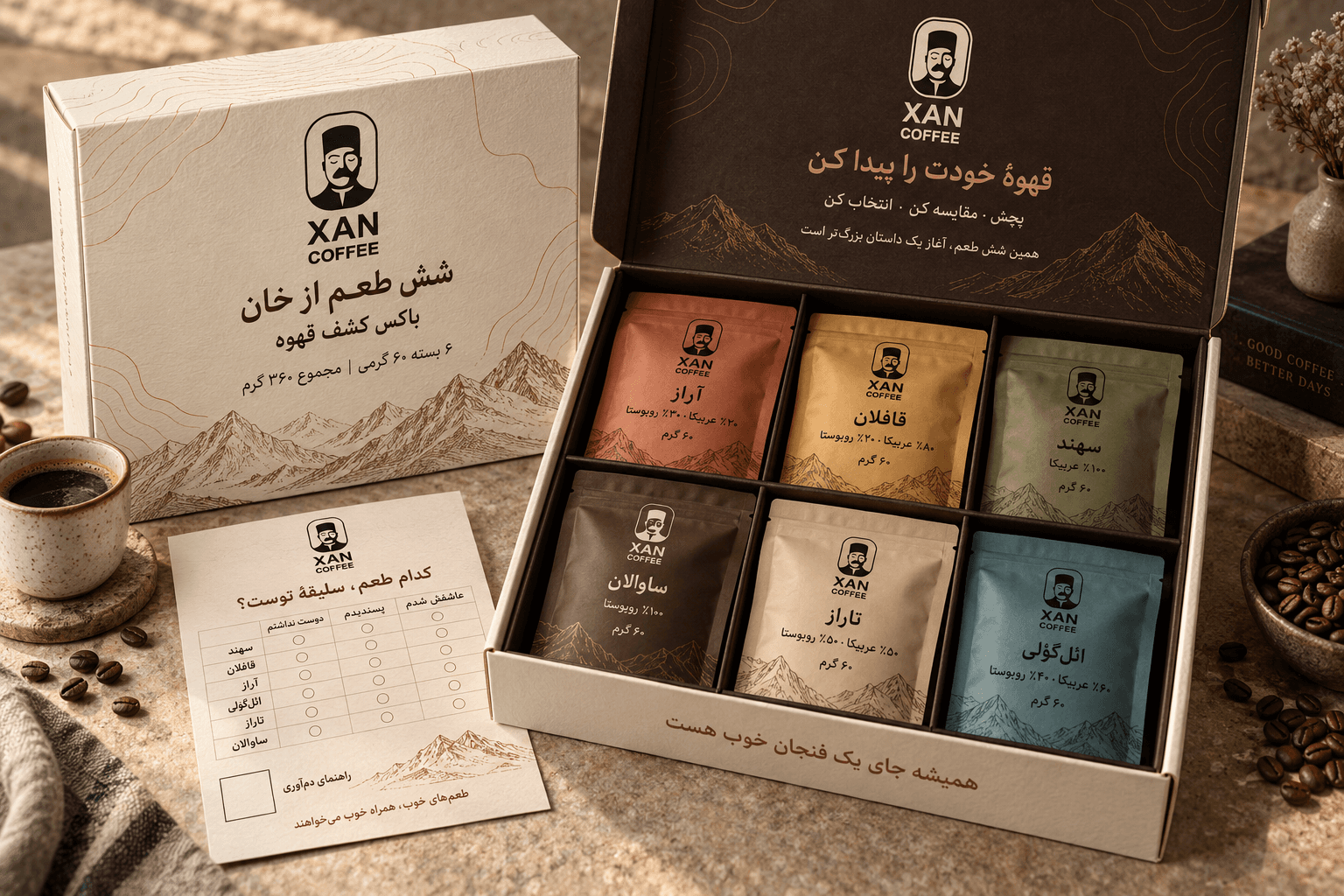 بستهٔ باکس کشف قهوه خان | شش طعم از خان